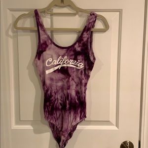 Purple tie dye body suit